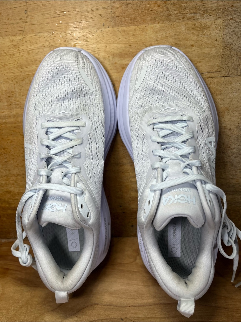 Hoka One One Bondi 8 REFLECTIVE Womens Size 9 Running Shoes Sneakers White - Picture 7 of 12